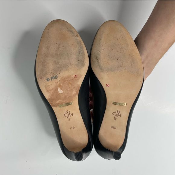 COLE HAAN NikeAir Black Leather Pumps Platform Heels Size 8.5 B Like NEW - Picture 7 of 7
